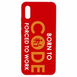 Чехол для Xiaomi Redmi 9a Born to code forced to work - PrintSalon