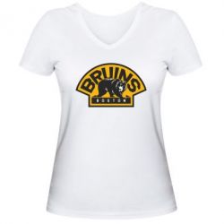 Женская футболка с V-образным вырезом Boston Bruins - PrintSalon