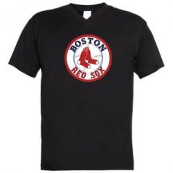 Мужская футболка  с V-образным вырезом Boston Red Sox - PrintSalon