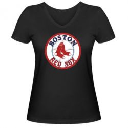 Женская футболка с V-образным вырезом Boston Red Sox - PrintSalon