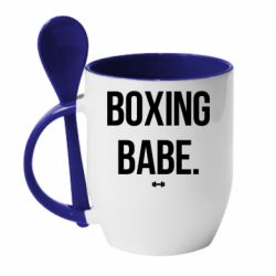 Чашка с ложкой Boxing babe - PrintSalon