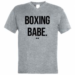 Мужская футболка  с V-образным вырезом Boxing babe - PrintSalon