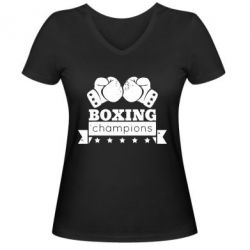 Женская футболка с V-образным вырезом Boxing Champions - PrintSalon