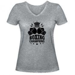 Женская футболка с V-образным вырезом Boxing champions - PrintSalon