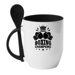 Чашка с ложкой Boxing champions - PrintSalon