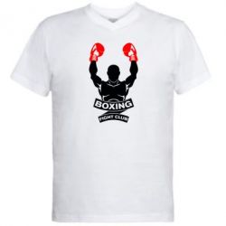 Мужская футболка  с V-образным вырезом Boxing Fight Club - PrintSalon