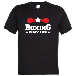 Мужская футболка  с V-образным вырезом Boxing is my life - PrintSalon