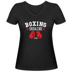 Жіноча футболка з V-подібним вирізом Boxing Ukraine - PrintSalon