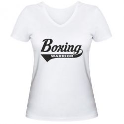 Женская футболка с V-образным вырезом Boxing Warrior - PrintSalon