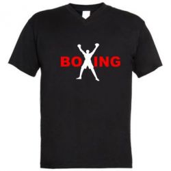 Мужская футболка  с V-образным вырезом BoXing X - PrintSalon