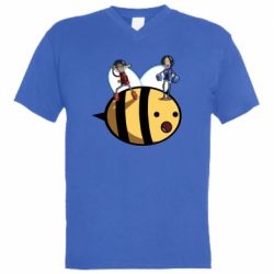 Мужская футболка  с V-образным вырезом Brave bee - PrintSalon