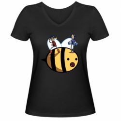 Женская футболка с V-образным вырезом Brave bee - PrintSalon