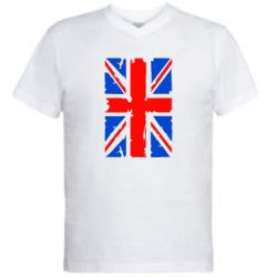Мужская футболка  с V-образным вырезом Британский флаг - PrintSalon