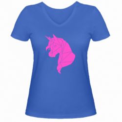 Женская футболка с V-образным вырезом Broken unicorn 1 - PrintSalon