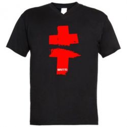 Мужская футболка  с V-образным вырезом Brutto Logo - PrintSalon