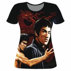 Женская футболка 3D Брюс Ли рисунок-PrintSalon Женская футболка 3D Брюс Ли рисунок