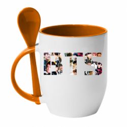 Чашка с ложкой BTS collage - PrintSalon
