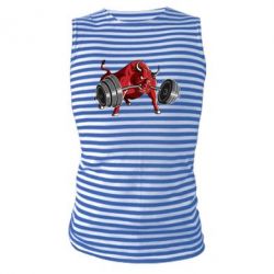 Майка-тельняшка Bull with a barbell - PrintSalon