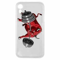 Чехол для iPhone XR Bull with a barbell - PrintSalon