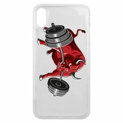 Чехол для iPhone Xs Max Bull with a barbell - PrintSalon