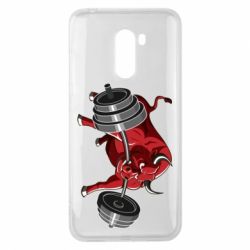 Чехол для Xiaomi Pocophone F1 Bull with a barbell - PrintSalon