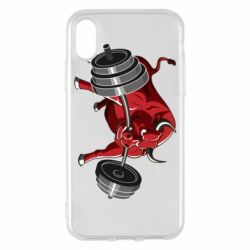 Чехол для iPhone X/Xs Bull with a barbell - PrintSalon