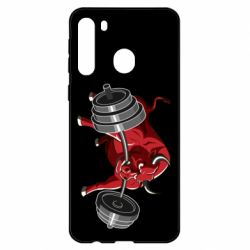 Чехол для Samsung A21 Bull with a barbell - PrintSalon