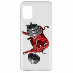 Чехол для Samsung A31 Bull with a barbell - PrintSalon