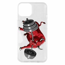 Чехол для iPhone 14 Bull with a barbell - PrintSalon