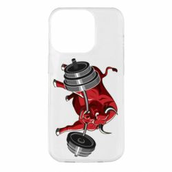 Чехол для iPhone 14 Pro Bull with a barbell - PrintSalon