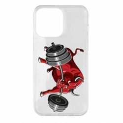 Чехол для iPhone 14 Pro Max Bull with a barbell - PrintSalon