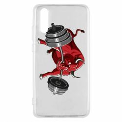 Чехол для Huawei P20 Bull with a barbell - PrintSalon
