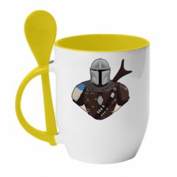 Чашка с ложкой Bust of Mandalorian - PrintSalon