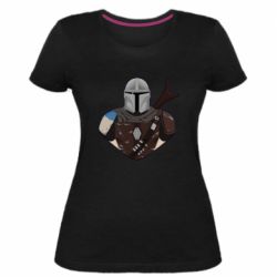 Женская премиум футболка Bust of Mandalorian - PrintSalon
