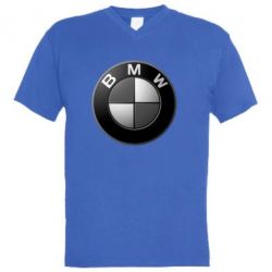Мужская футболка  с V-образным вырезом BMW Black & White - PrintSalon
