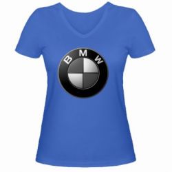 Женская футболка с V-образным вырезом BMW Black & White - PrintSalon