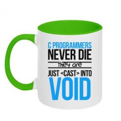 Чашка двокольорова C programmers never die they are just cast into void