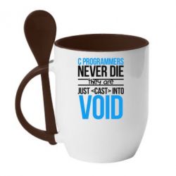 Чашка с ложкой C programmers never die they are just cast into void - PrintSalon