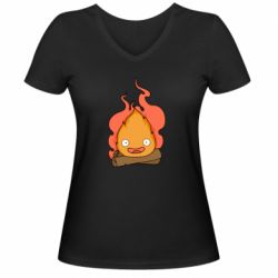 Жіноча футболка з V-подібним вирізом Calcifer vector - PrintSalon