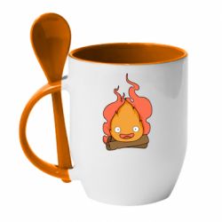 Чашка з ложкою Calcifer vector - PrintSalon