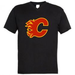 Мужская футболка  с V-образным вырезом Calgary Flames - PrintSalon