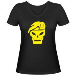 Женская футболка с V-образным вырезом Call of Duty Black Ops logo - PrintSalon