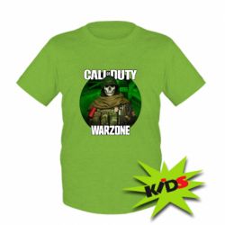 Детская футболка Call of duty Warzone ghost green background - PrintSalon