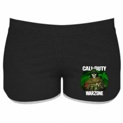 Женские шорты Call of duty Warzone ghost green background - PrintSalon