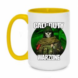 Чашка двухцветная 420ml Call of duty Warzone ghost green background - PrintSalon