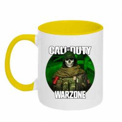 Чашка двухцветная 320ml Call of duty Warzone ghost green background - PrintSalon