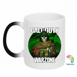 Чашка-хамелеон Call of duty Warzone ghost green background - PrintSalon