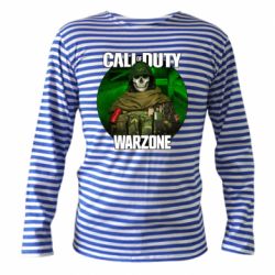 Тельняшка с длинным рукавом Call of duty Warzone ghost green background - PrintSalon