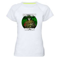 Женская футболка для спорта Call of duty Warzone ghost green background - PrintSalon