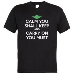 Мужская футболка  с V-образным вырезом Calm you shall keep - PrintSalon